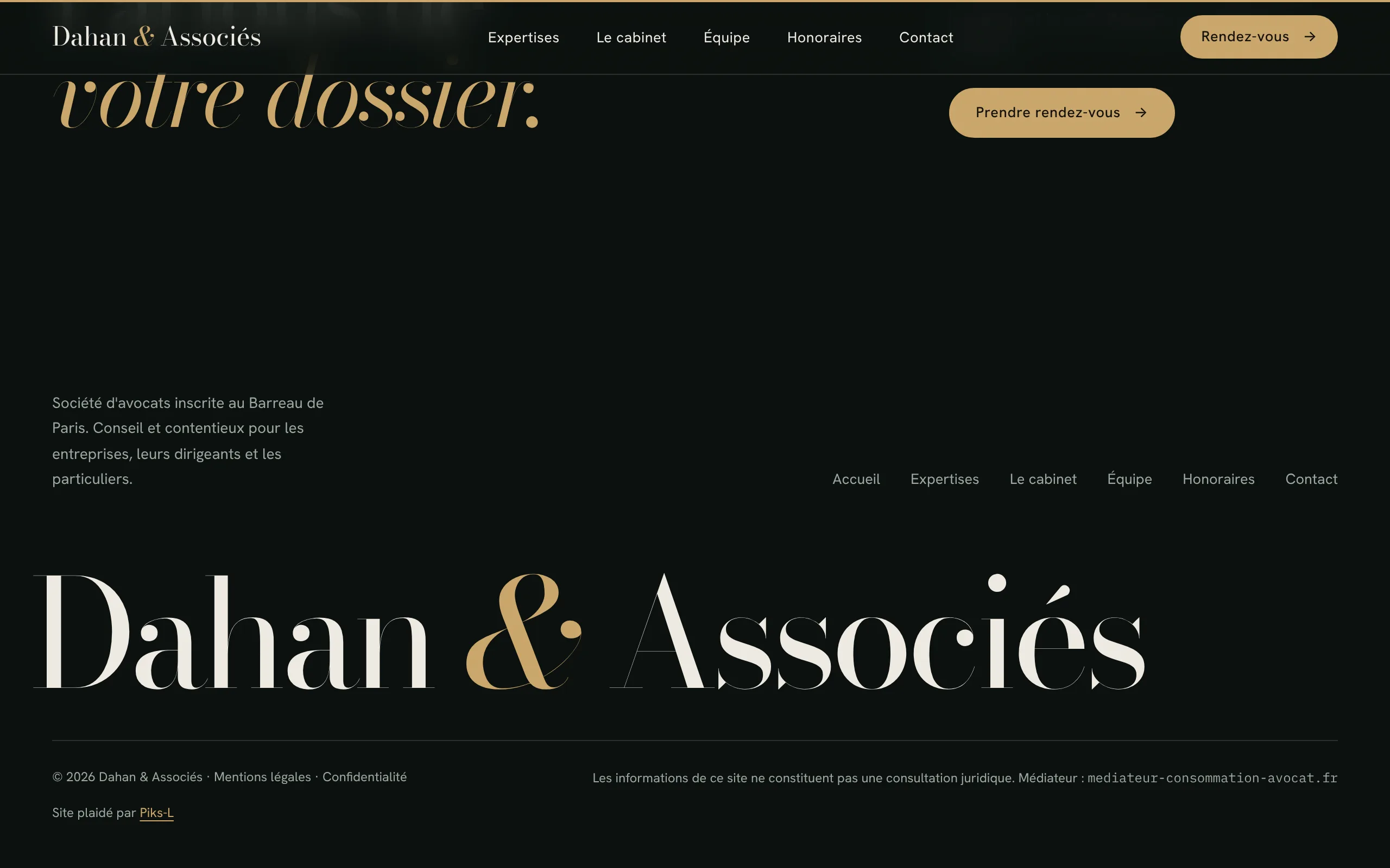Dahan & Associés — Pied de page (écran)