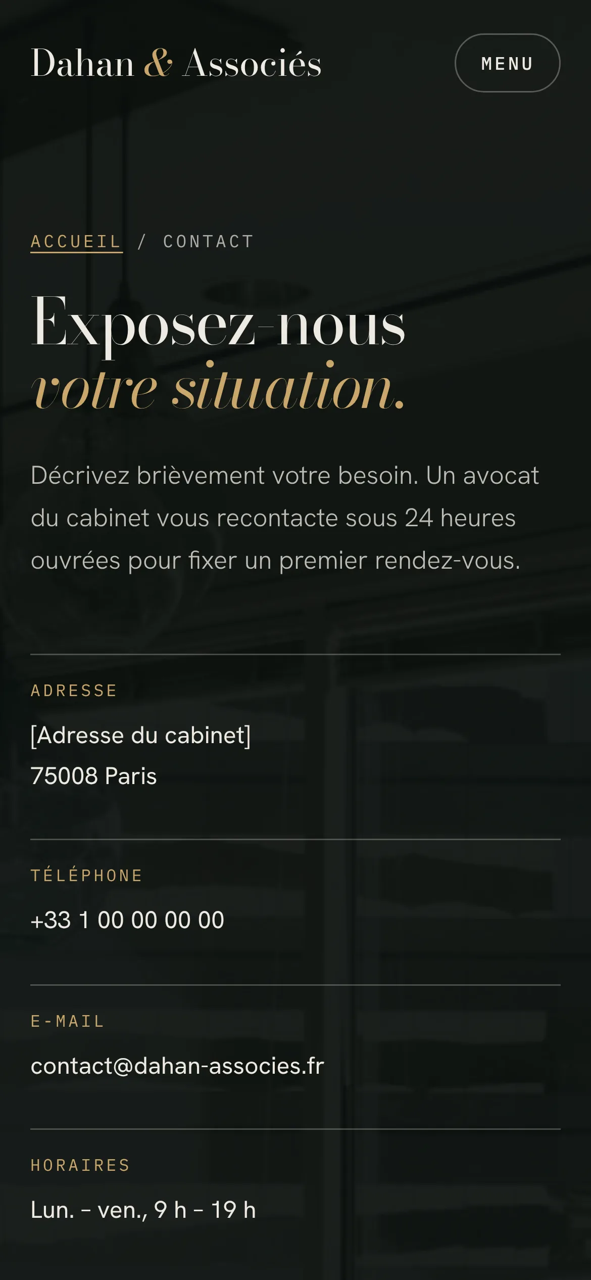 Dahan & Associés — La demande de rendez-vous (téléphone)