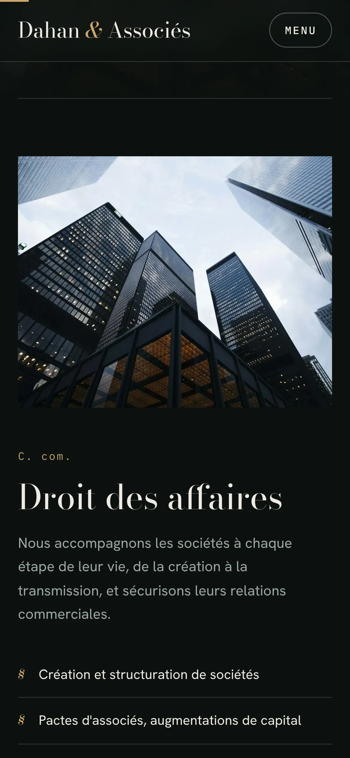 Dahan & Associés — Les six domaines (téléphone)