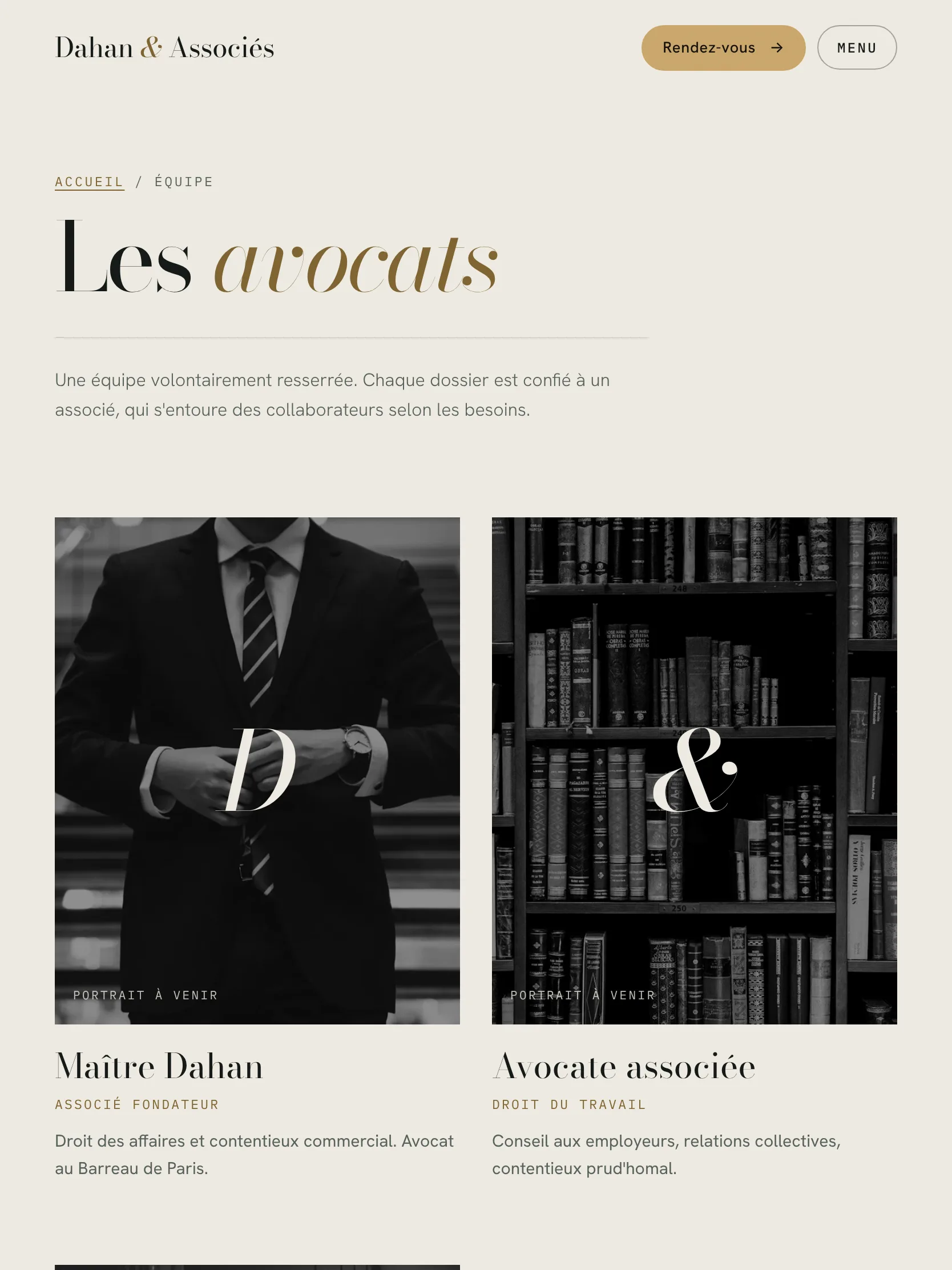 Dahan & Associés — L’équipe (tablette)