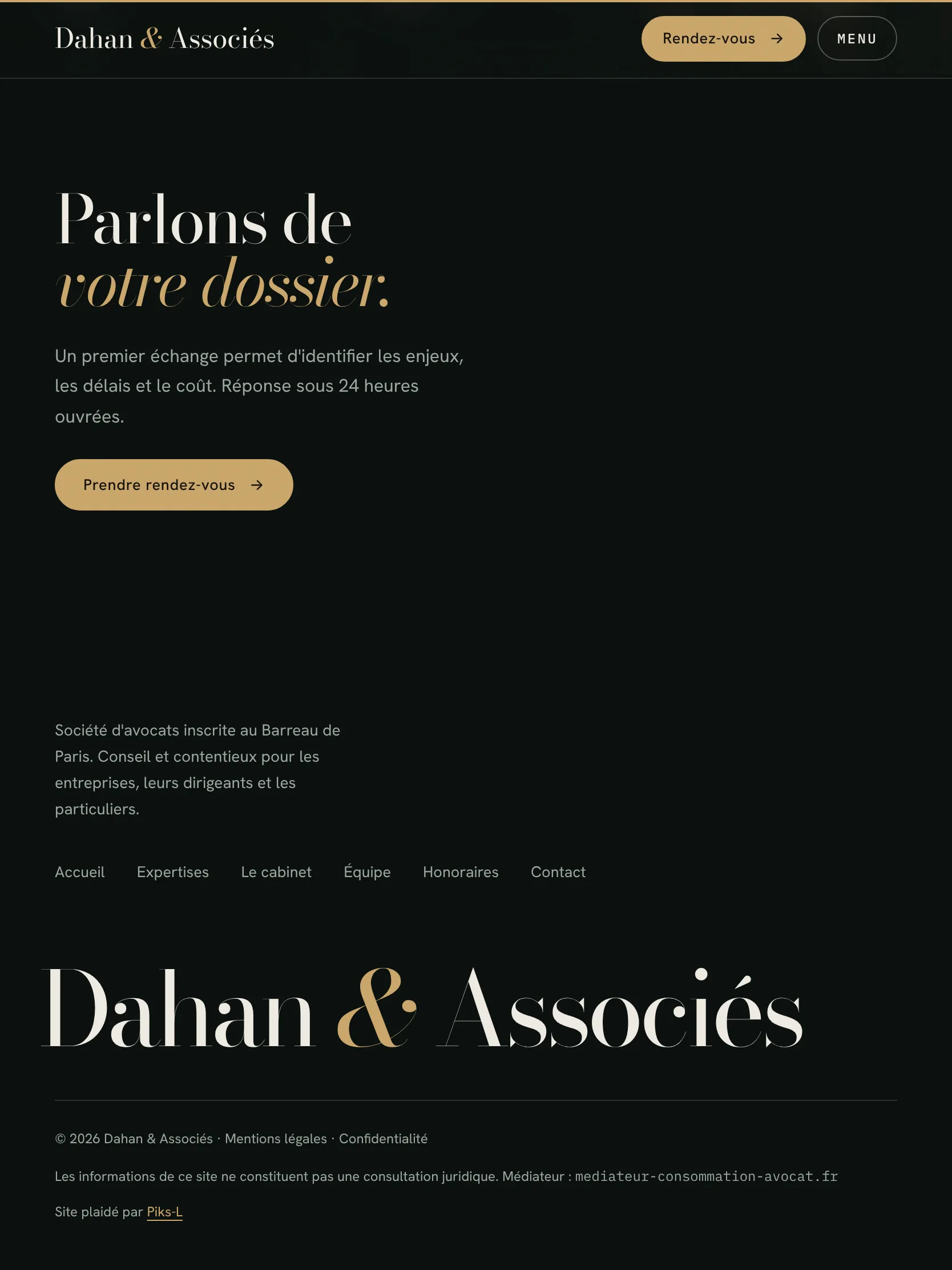 Dahan & Associés — Pied de page (tablette)
