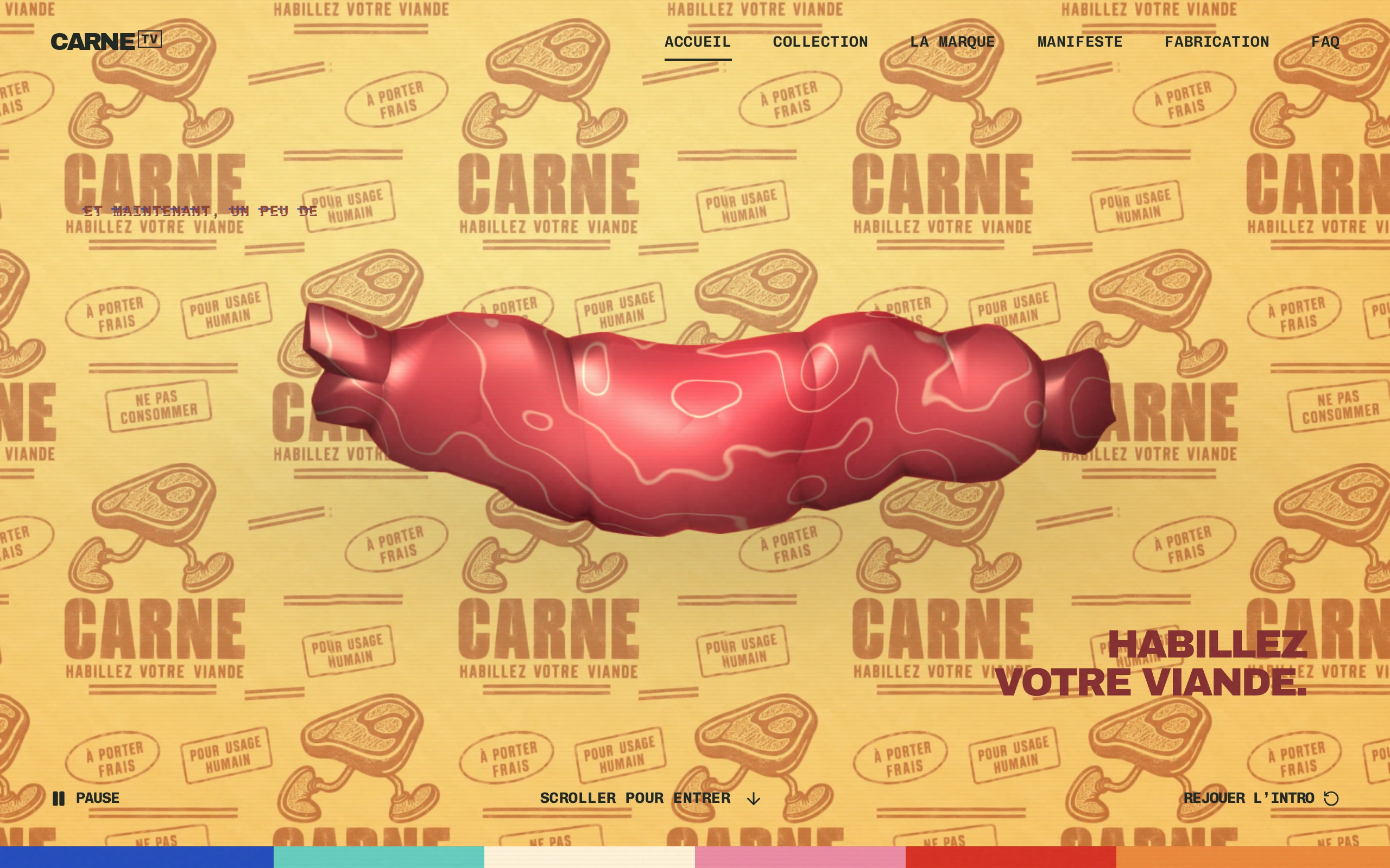 CARNE — Haut de la page d'accueil (écran)