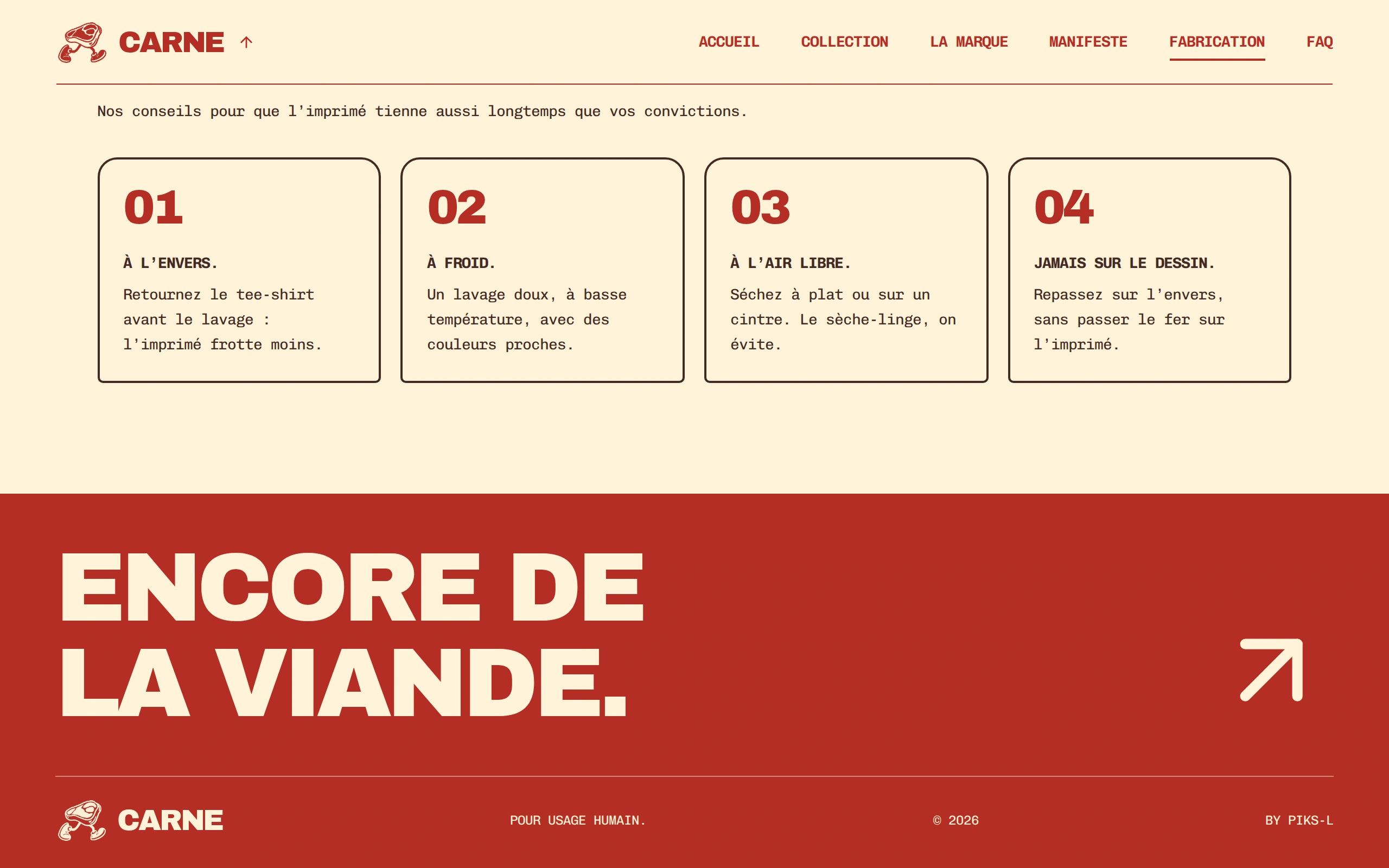 CARNE — Pied de page (écran)