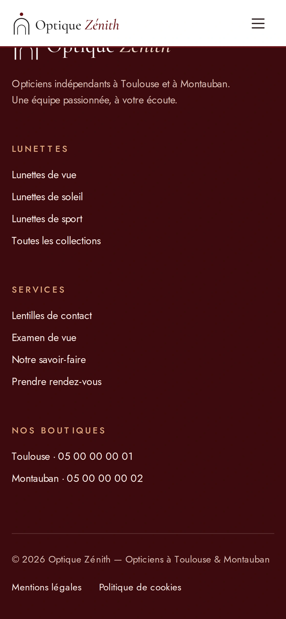 Optique Zénith — Pied de page (téléphone)