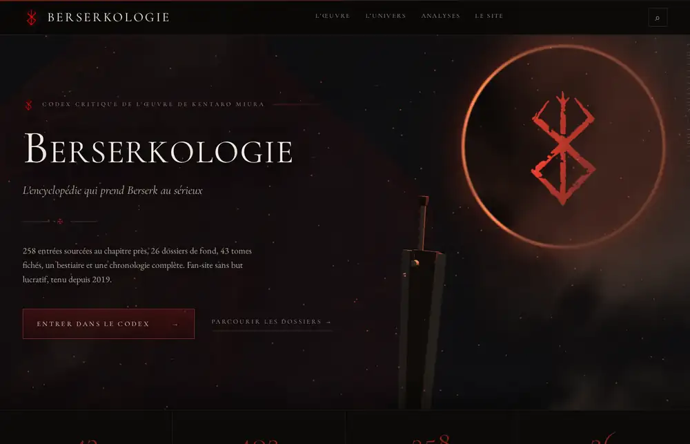 Page d'accueil du site Berserkologie