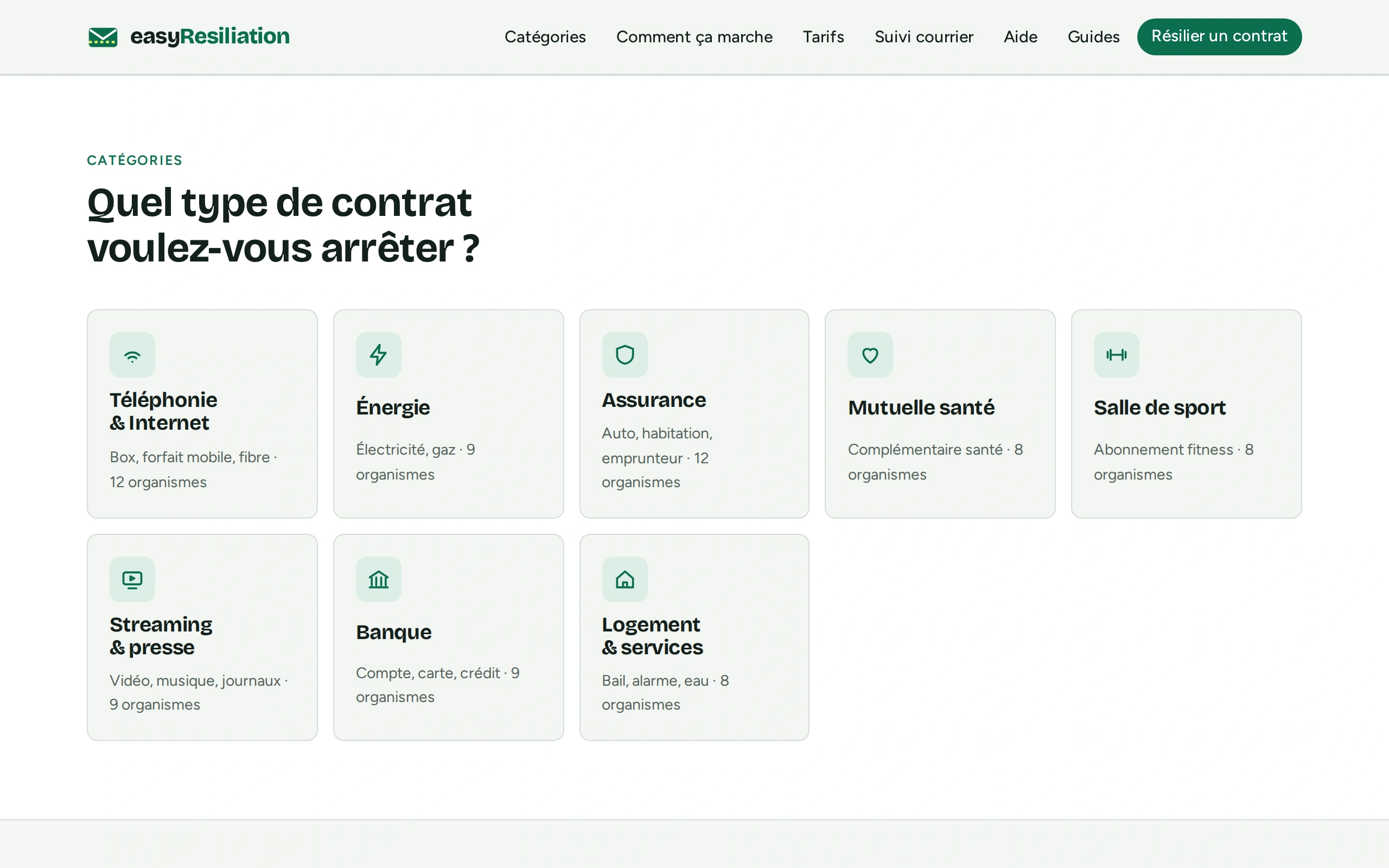 easyResiliation — Quel type de contrat voulez-vous… (écran)