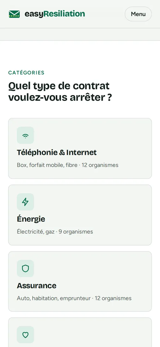 easyResiliation — vue 2 en téléphone