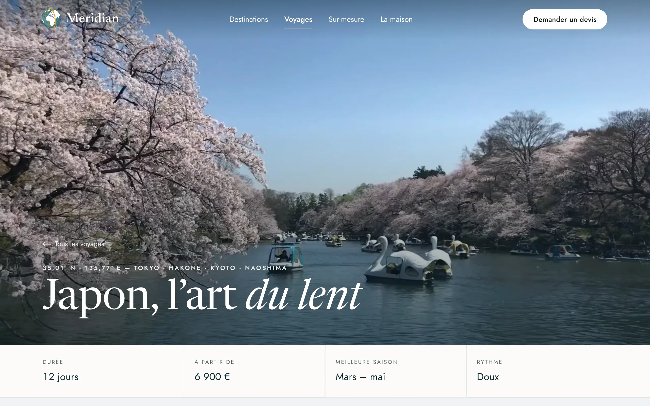 Meridian Voyages — Un voyage signature (écran)