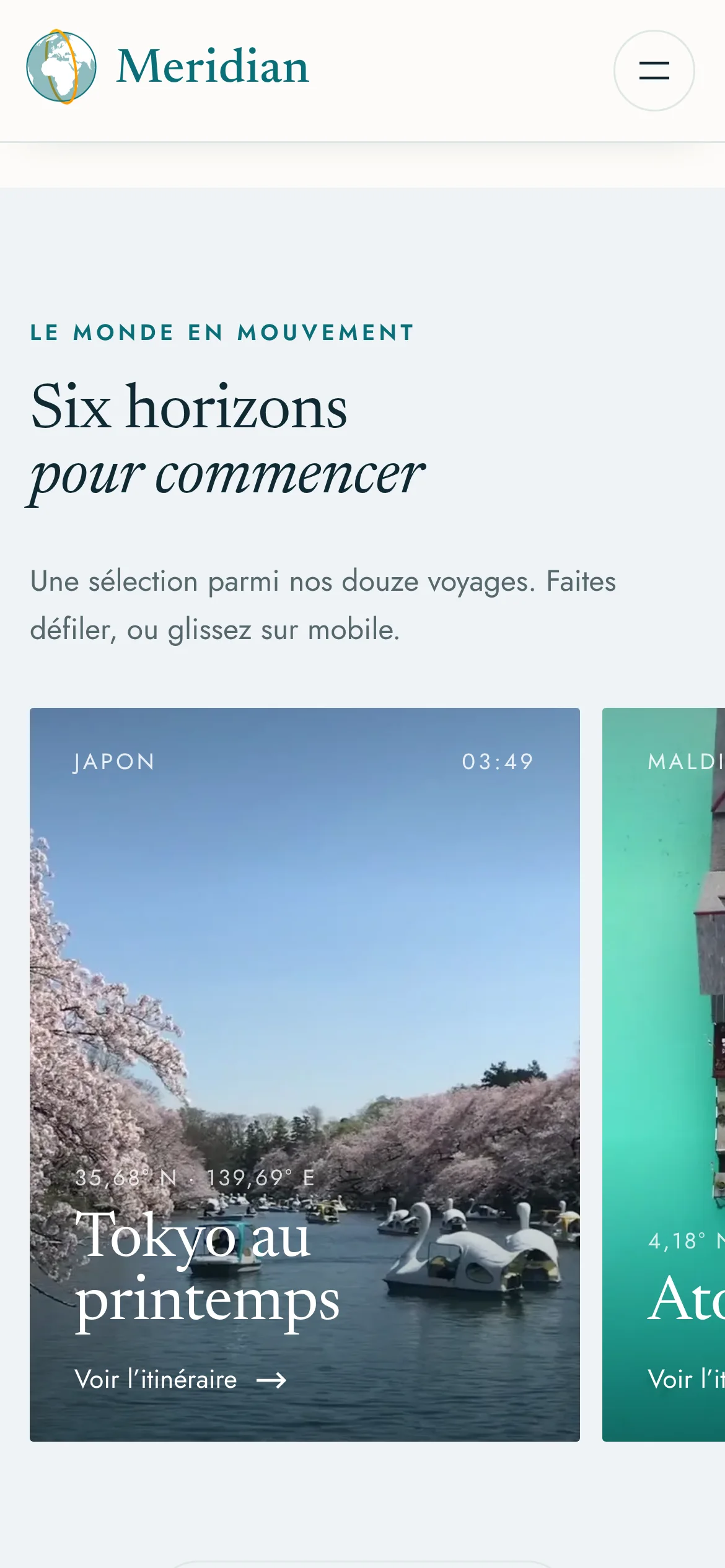 Meridian Voyages — La bobine des voyages en vidéo (téléphone)