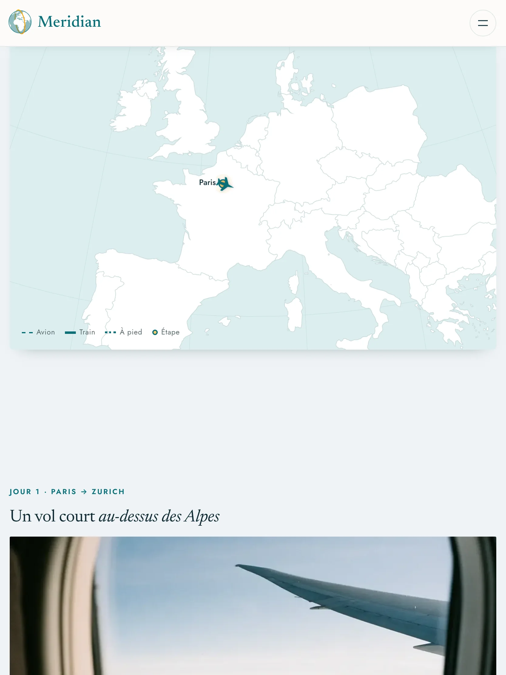 Meridian Voyages — Le trajet sur le globe (tablette)