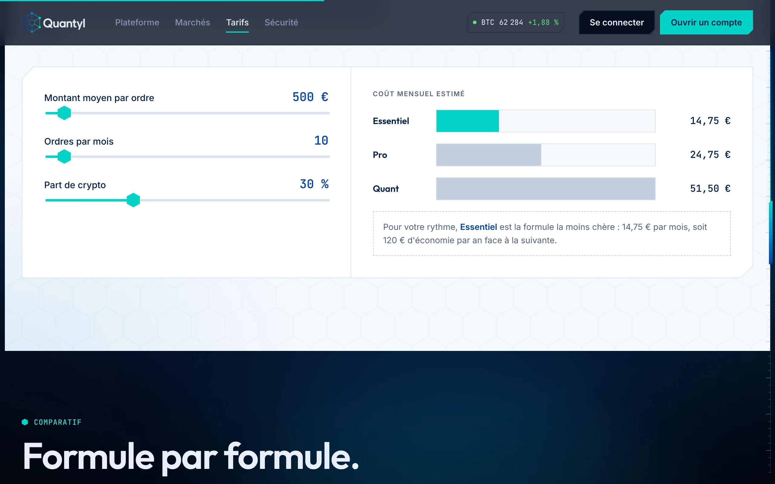 Quantyl Trading — Le calculateur de frais (écran)