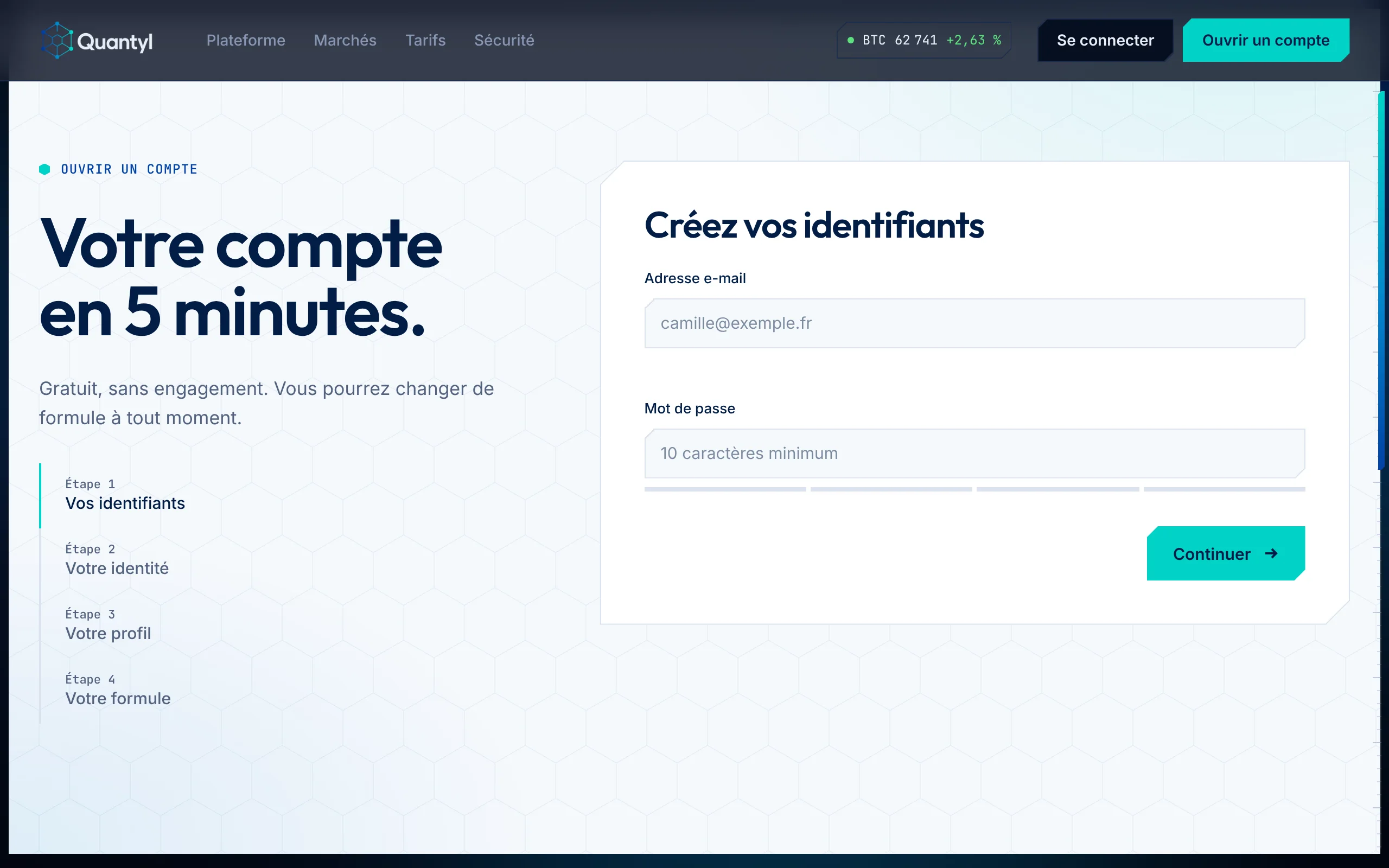 Quantyl Trading — L’ouverture de compte (écran)