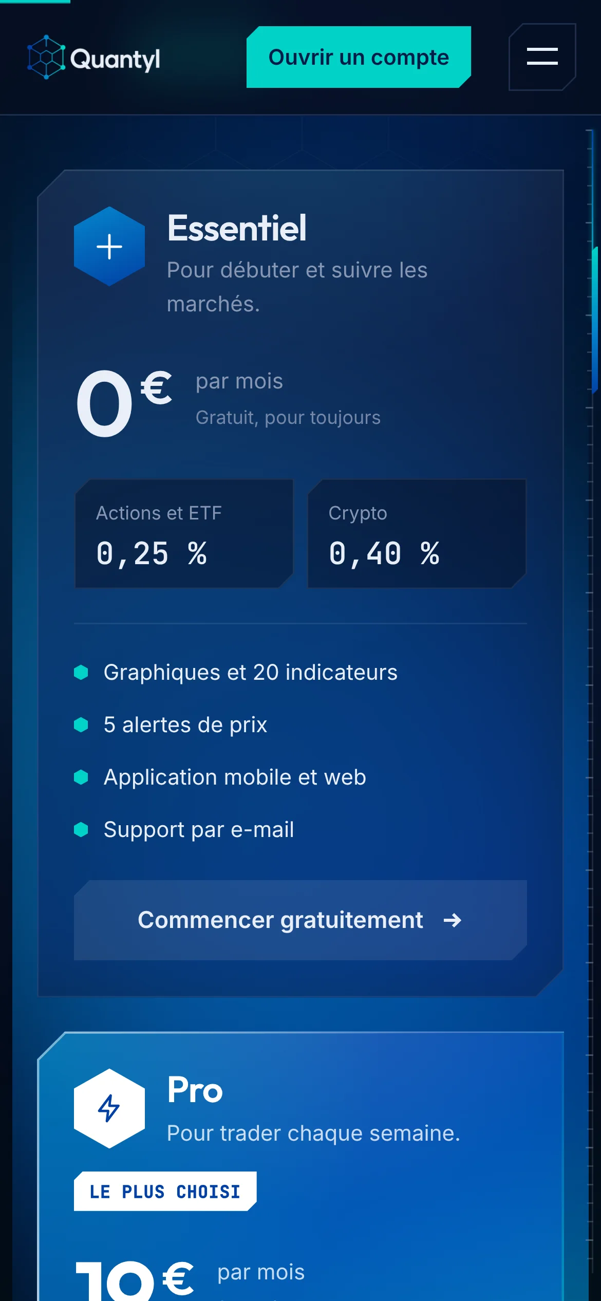 Quantyl Trading — Les trois formules (téléphone)