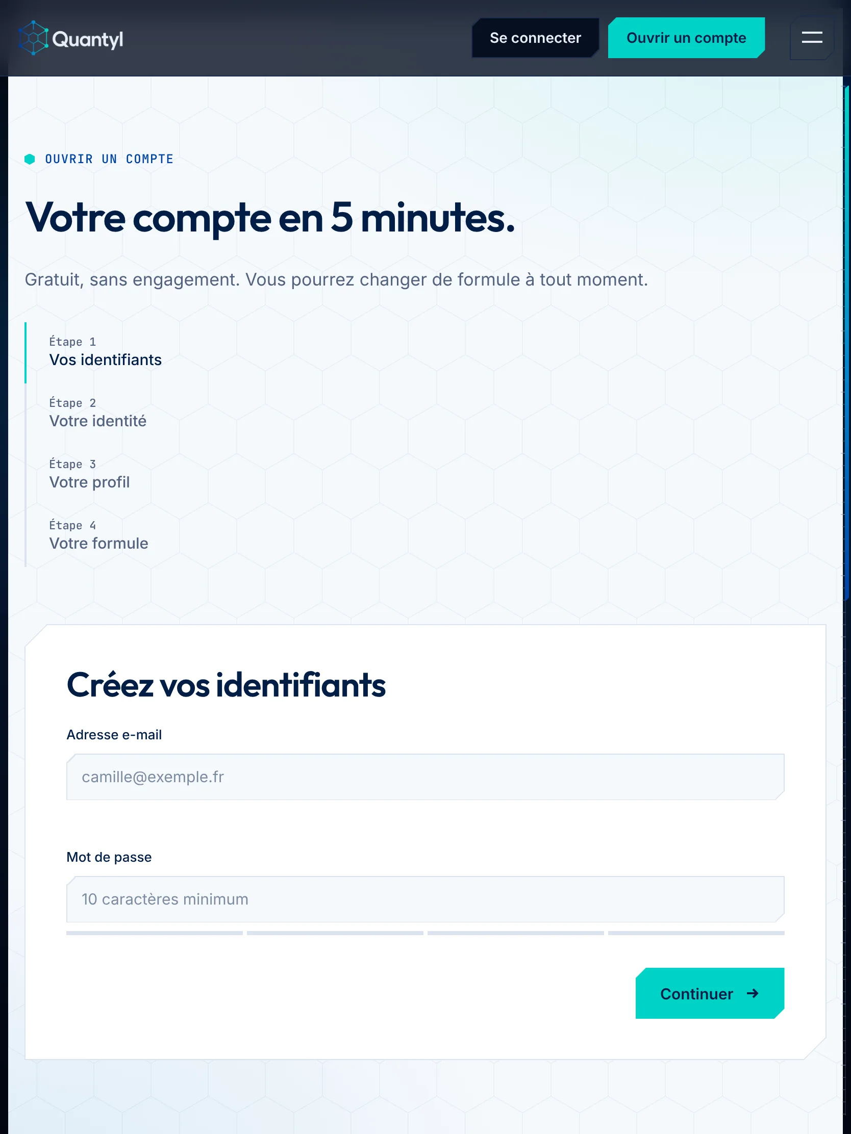 Quantyl Trading — L’ouverture de compte (tablette)