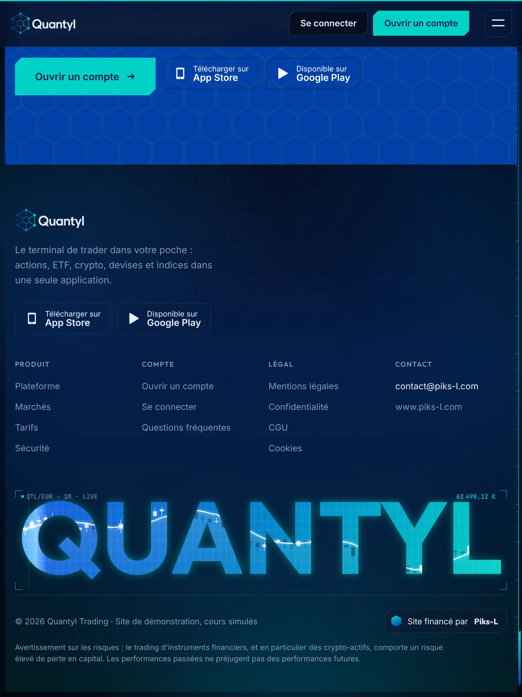 Quantyl Trading — Pied de page (tablette)