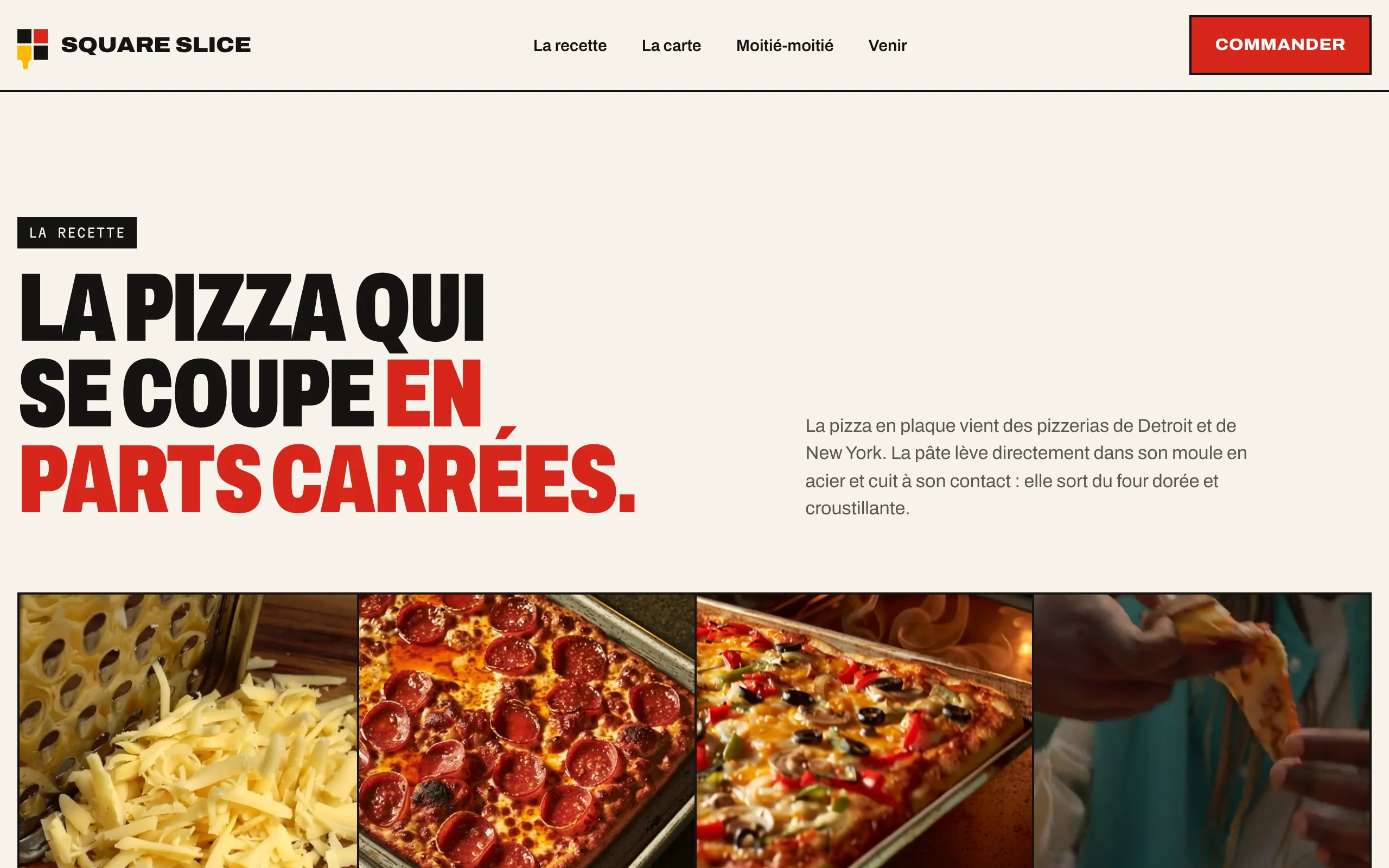 Square Slice — La recette en quatre étapes (écran)