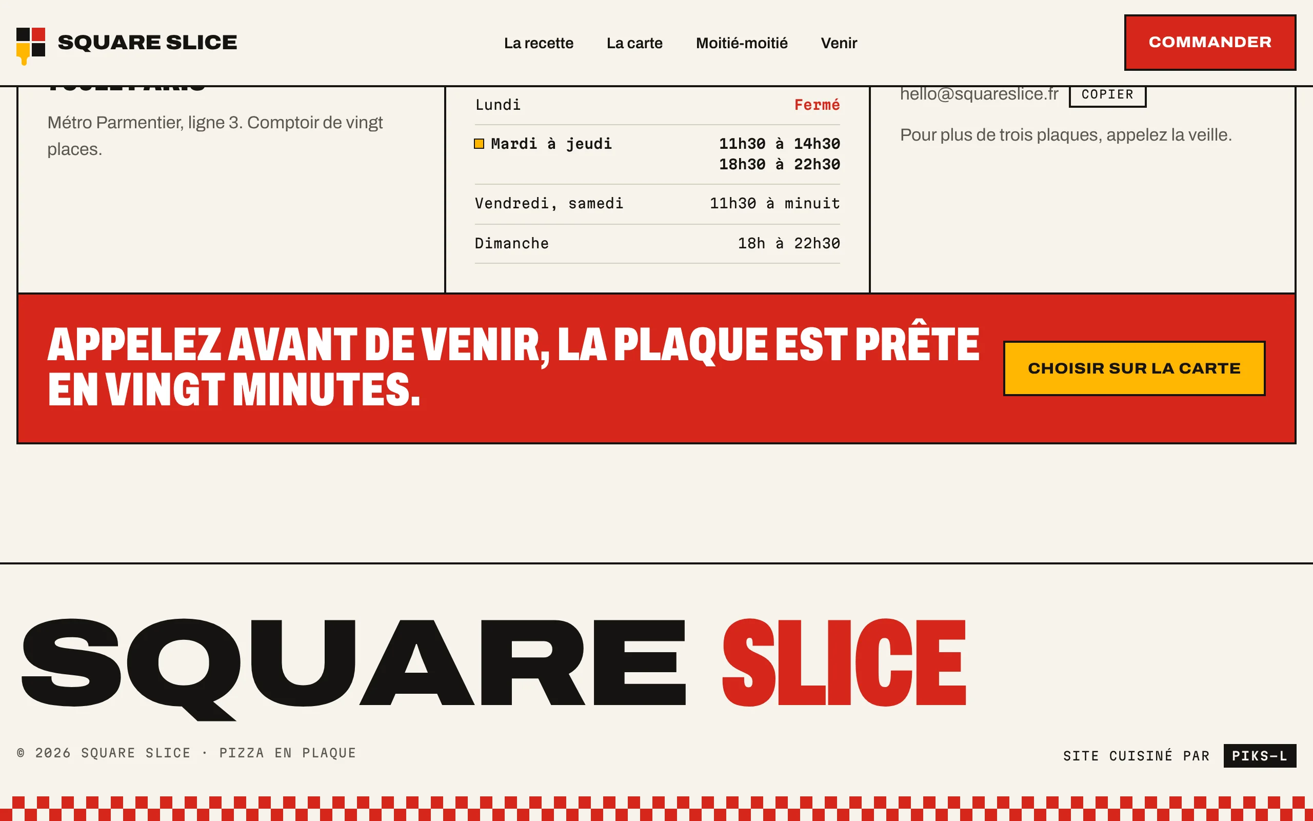 Square Slice — Pied de page (écran)