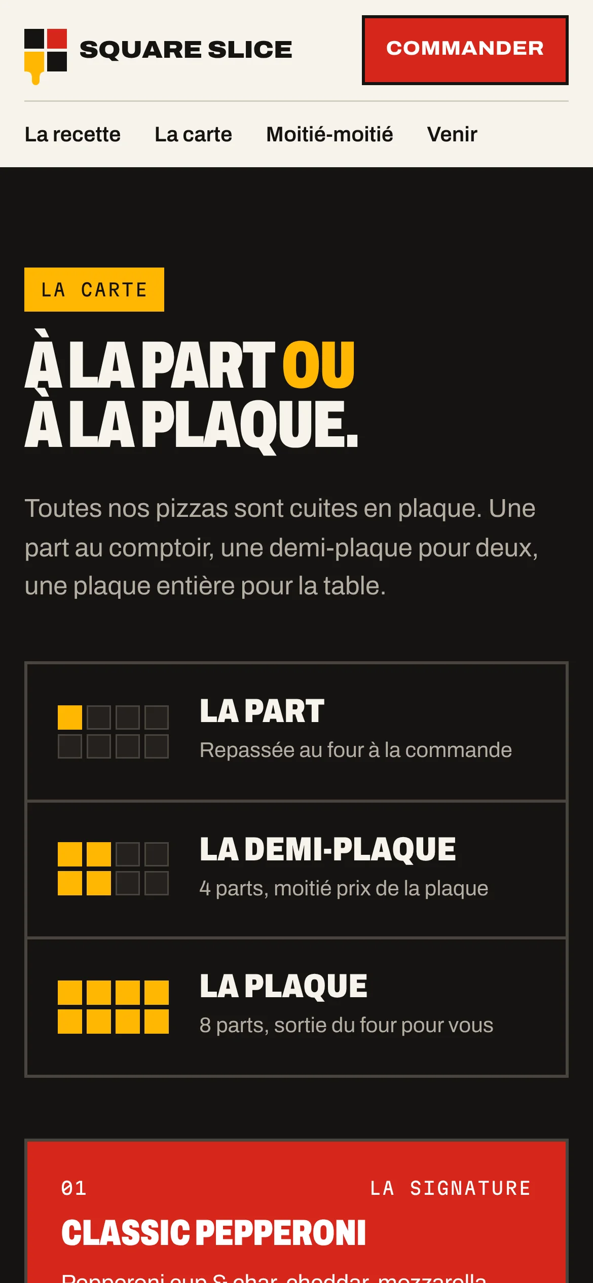 Square Slice — La carte (téléphone)