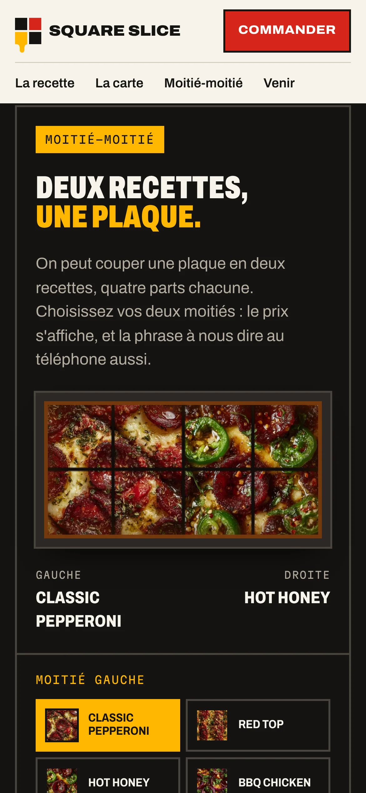 Square Slice — Le moitié-moitié et la précommande (téléphone)