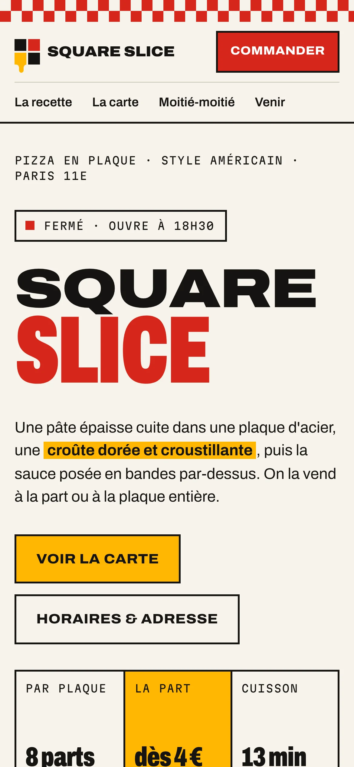 Square Slice — Haut de la page d’accueil (téléphone)