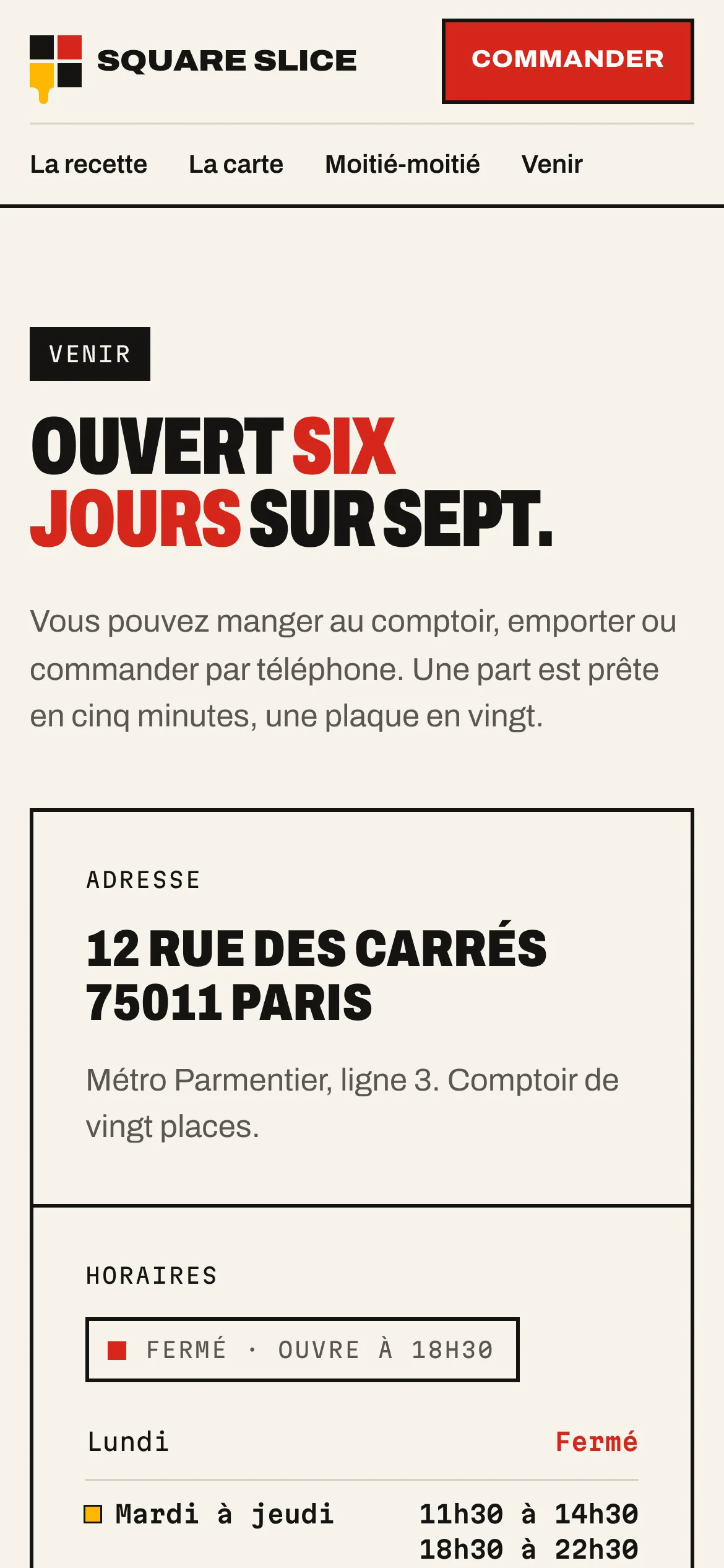 Square Slice — Venir : horaires et contact (téléphone)