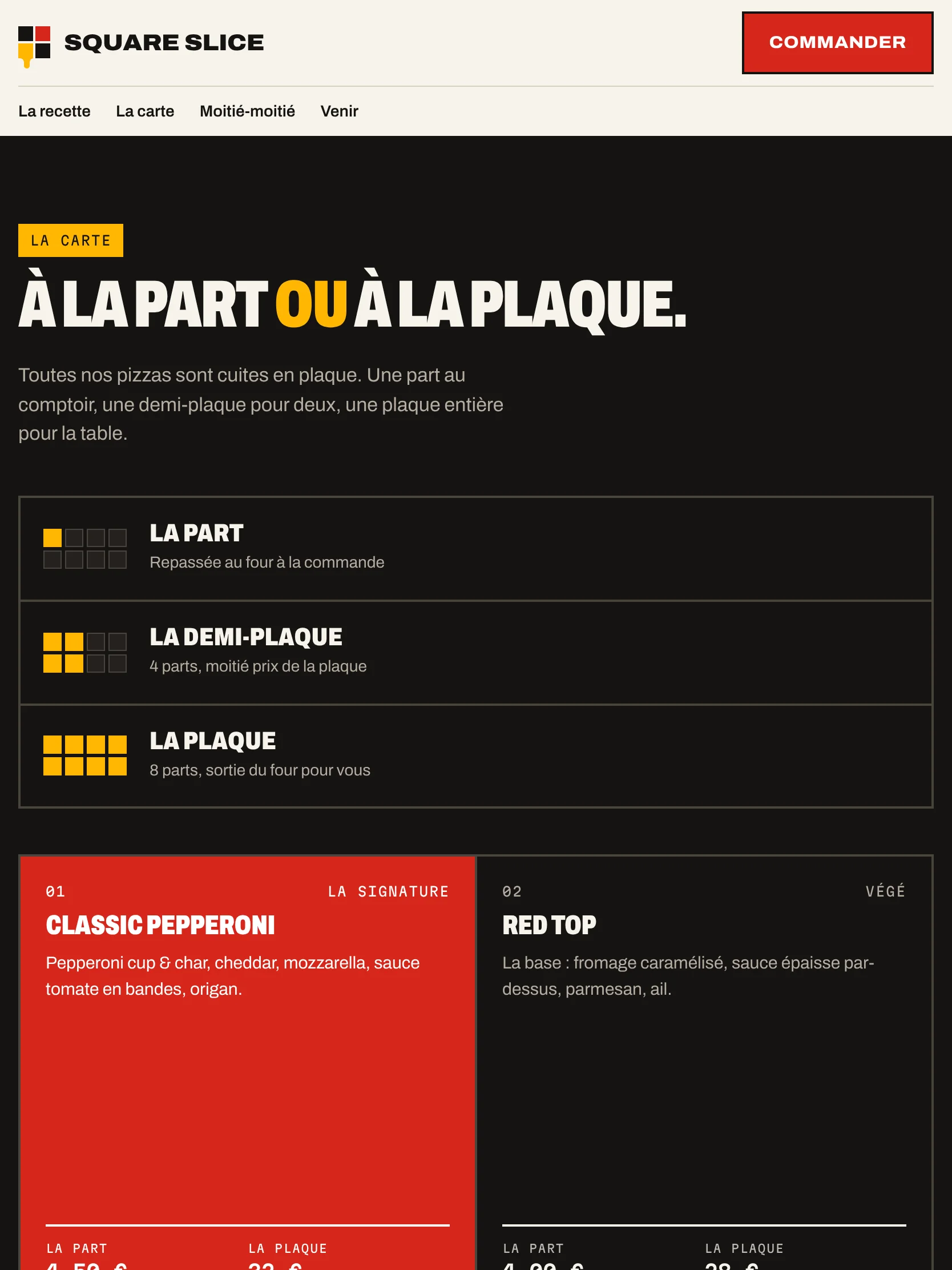 Square Slice — La carte (tablette)