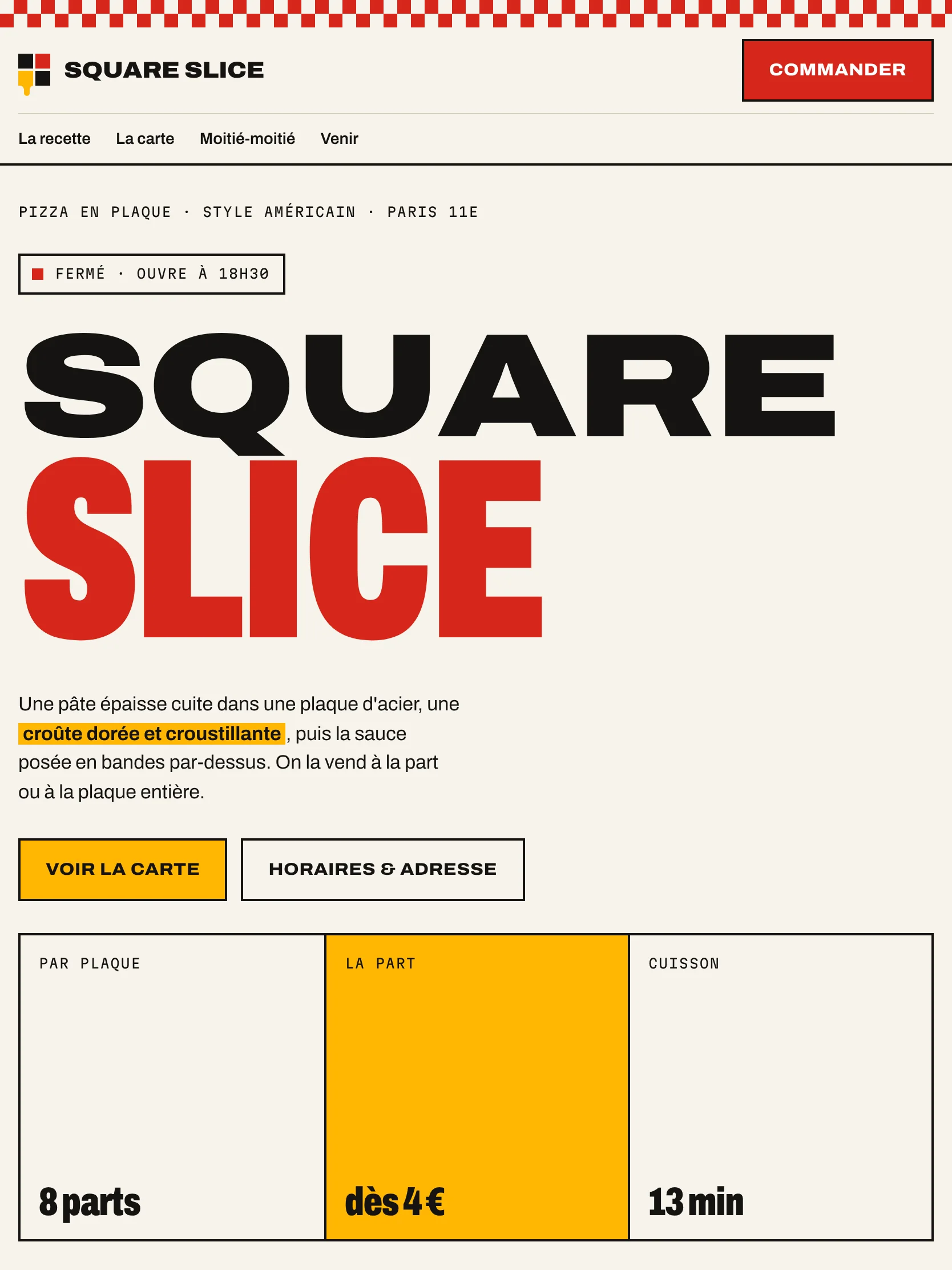 Square Slice — Haut de la page d’accueil (tablette)