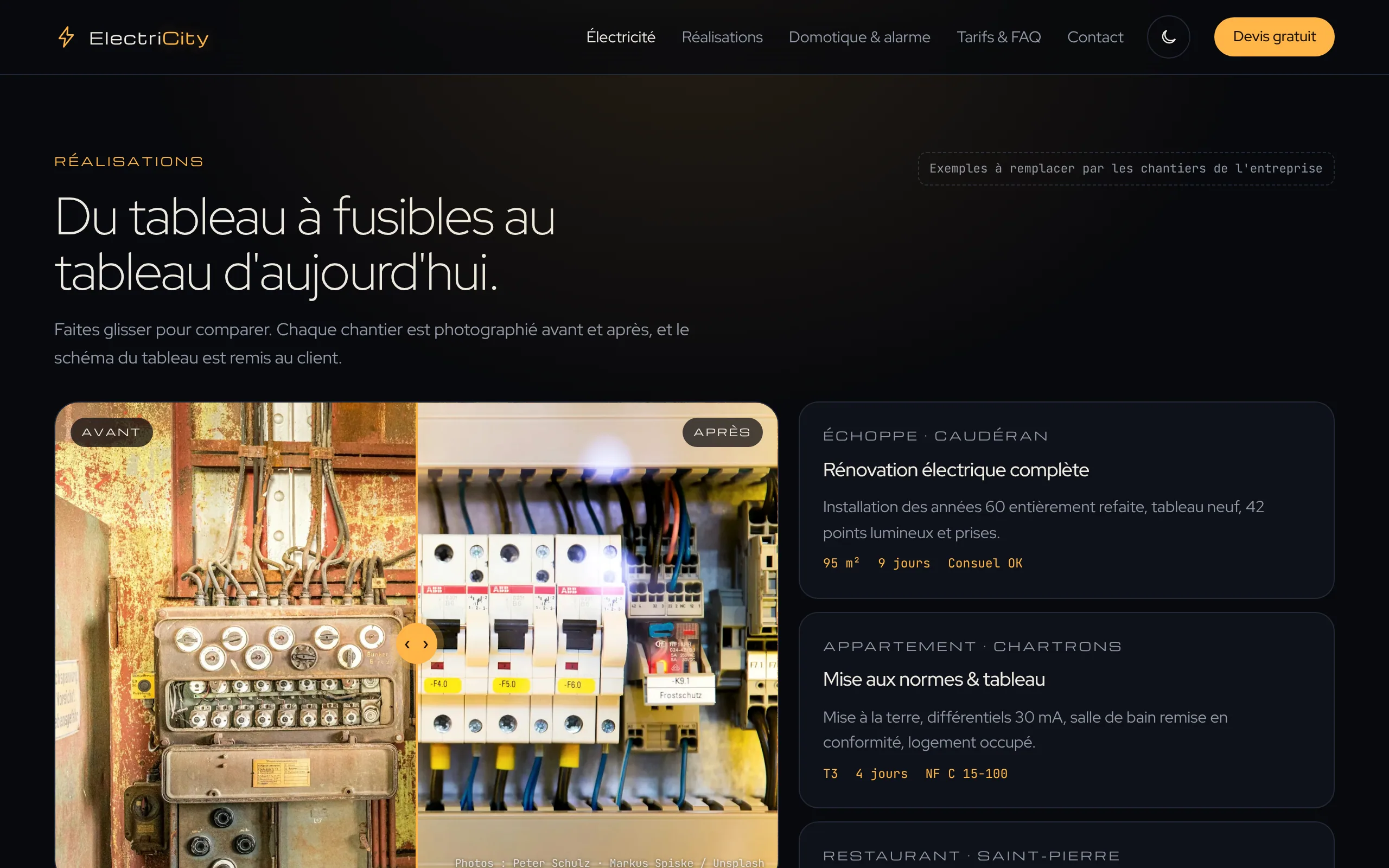 ElectriCity — Le comparateur avant / après (écran)
