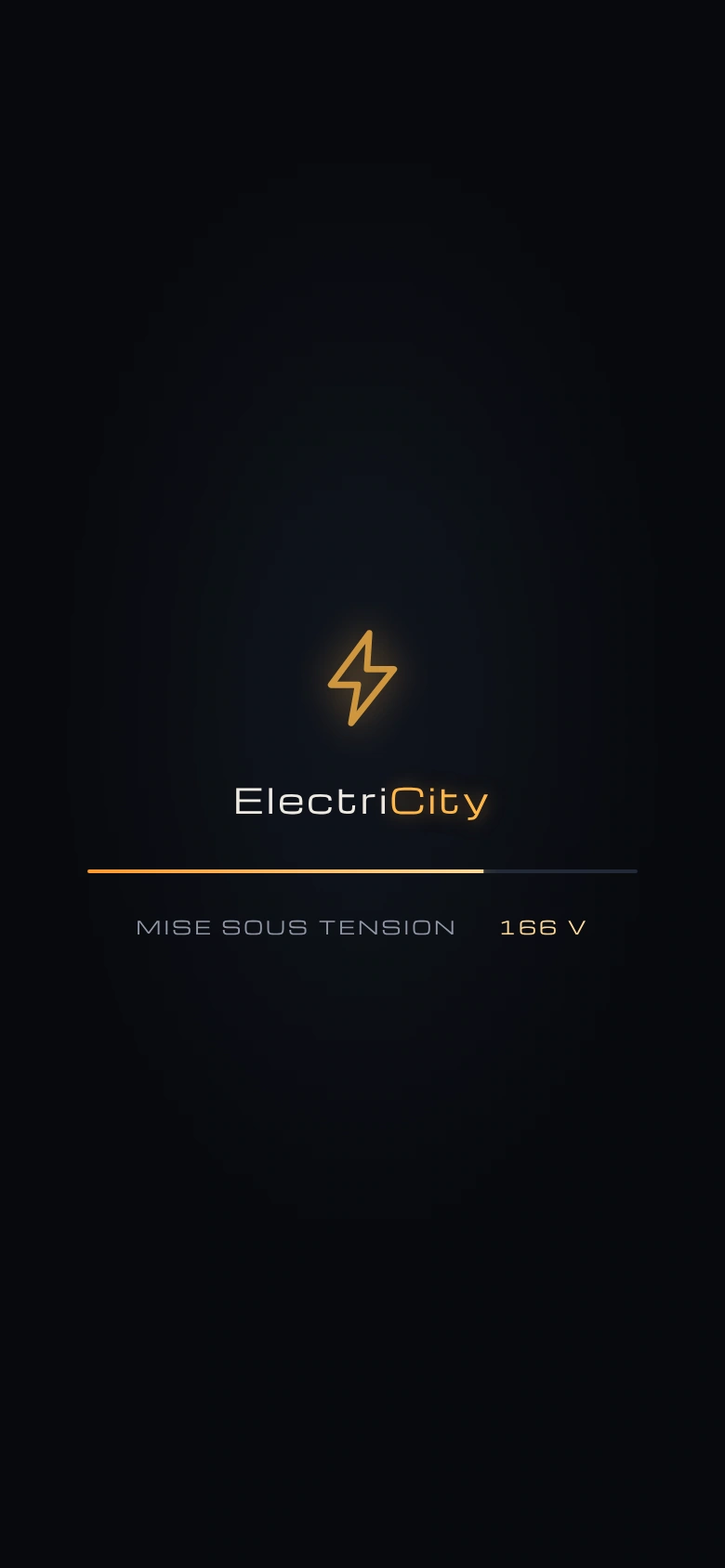 ElectriCity — L’écran de chargement : la mise sous tension (téléphone)