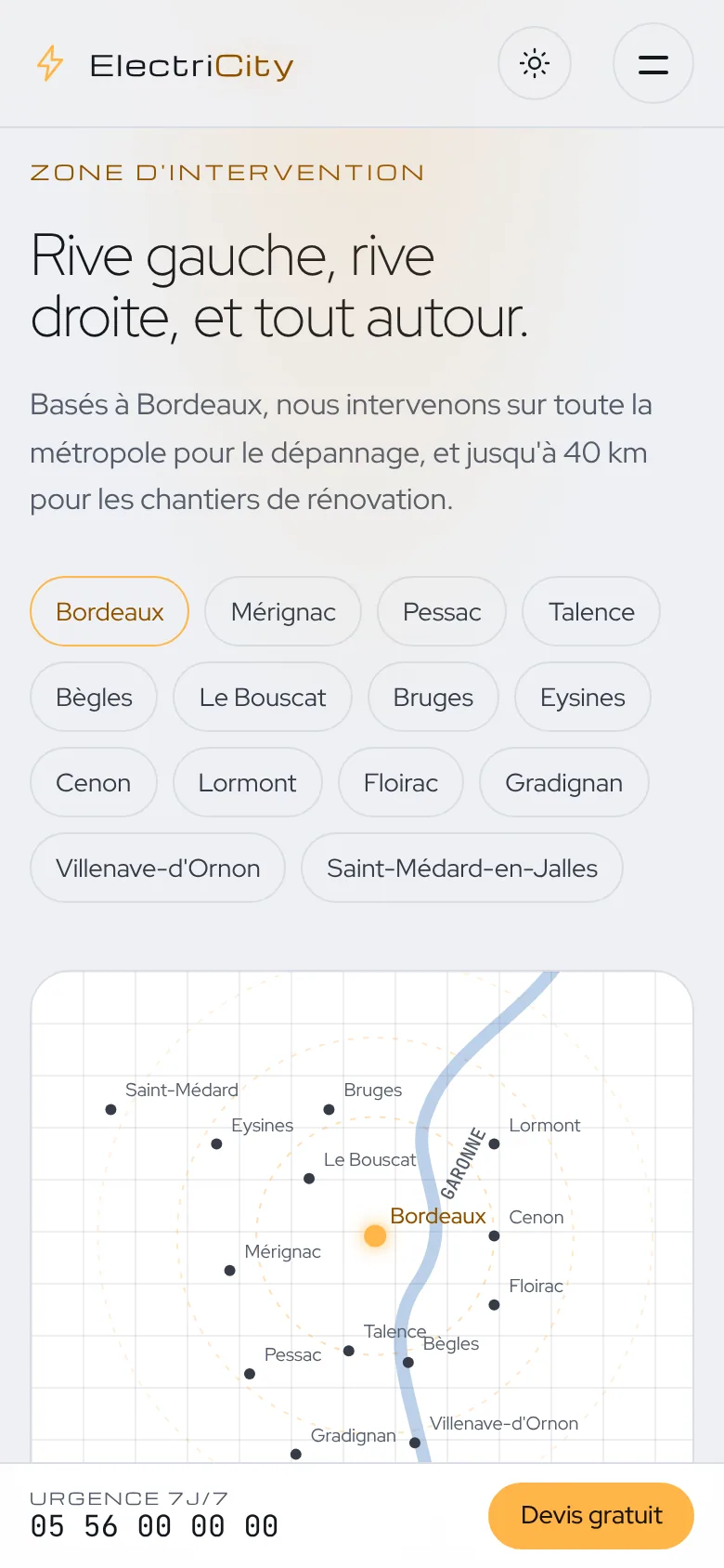 ElectriCity — La version claire, au choix du visiteur (téléphone)
