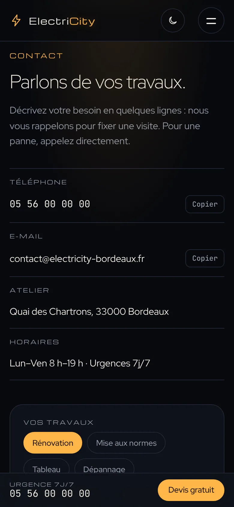 ElectriCity — La demande de devis (téléphone)