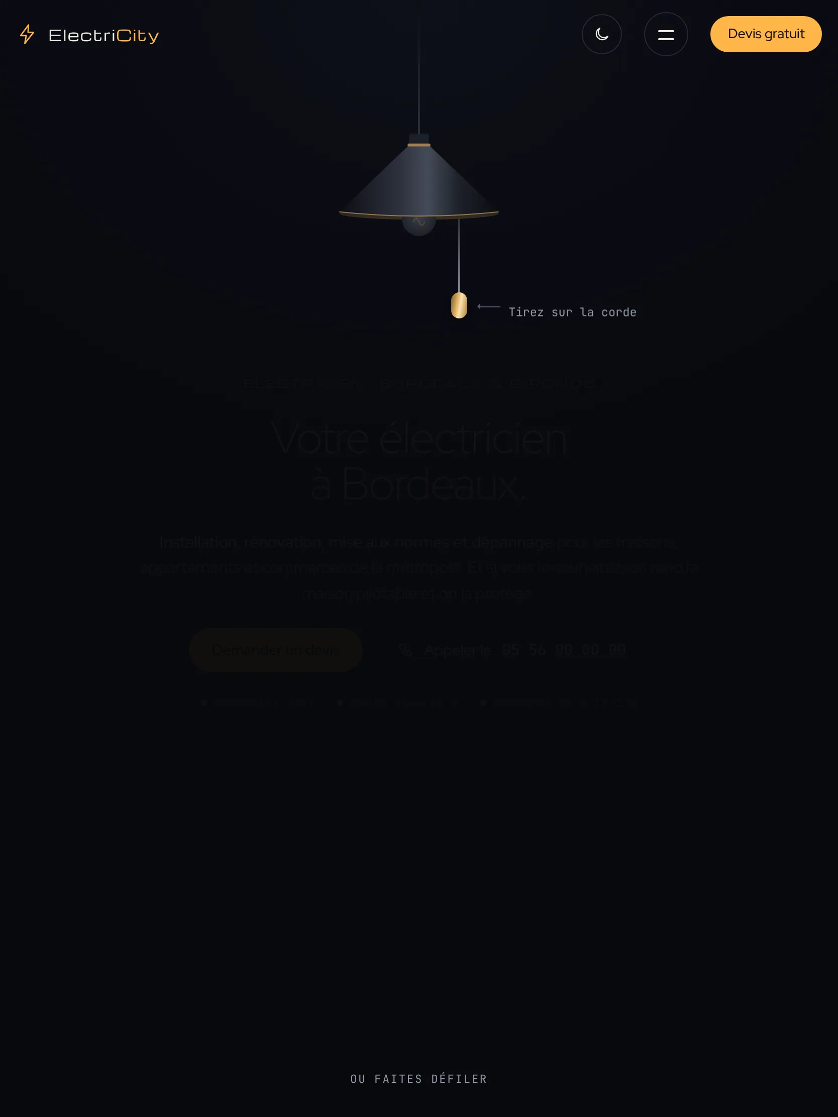 ElectriCity — L’ouverture : la lampe éteinte (tablette)