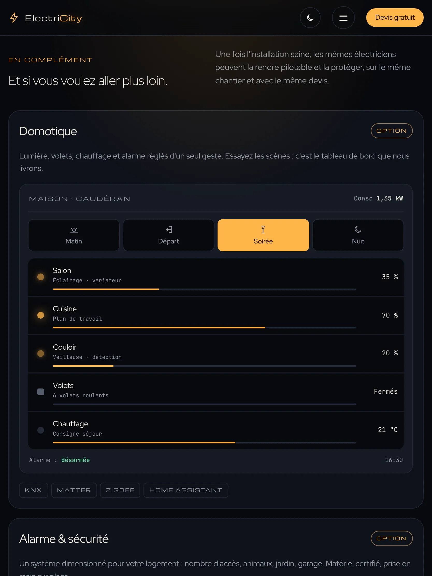 ElectriCity — Les options : domotique et alarme (tablette)
