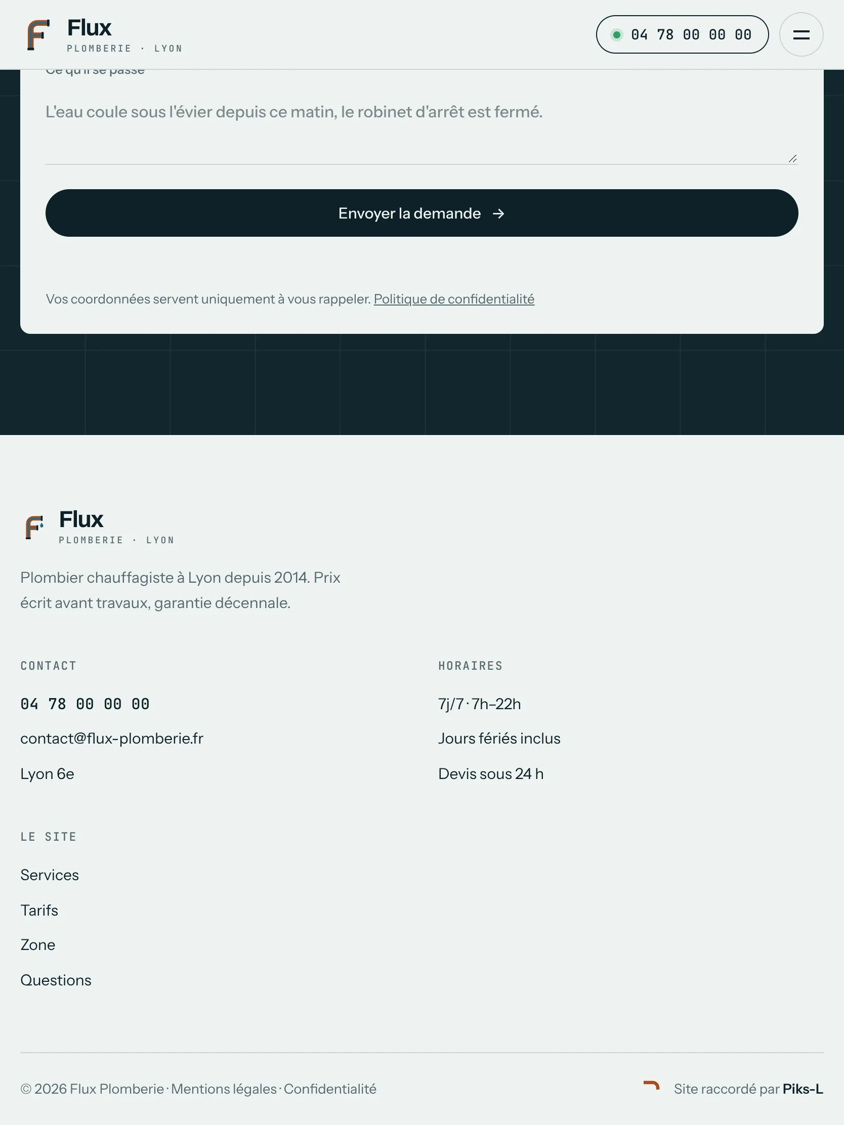 Flux Plomberie — Le pied de page (tablette)