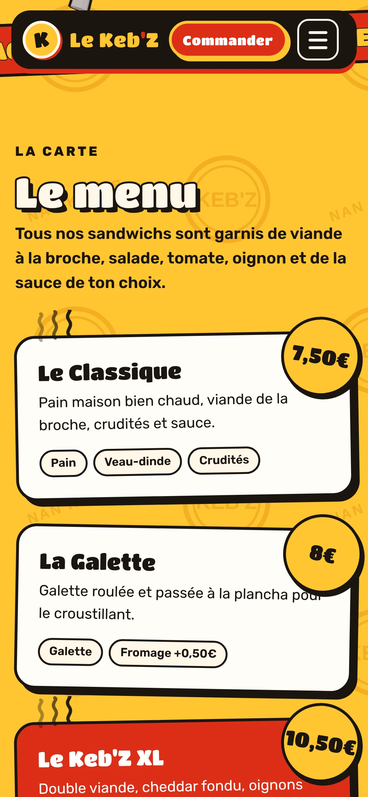 Le Keb'Z — La carte (téléphone)