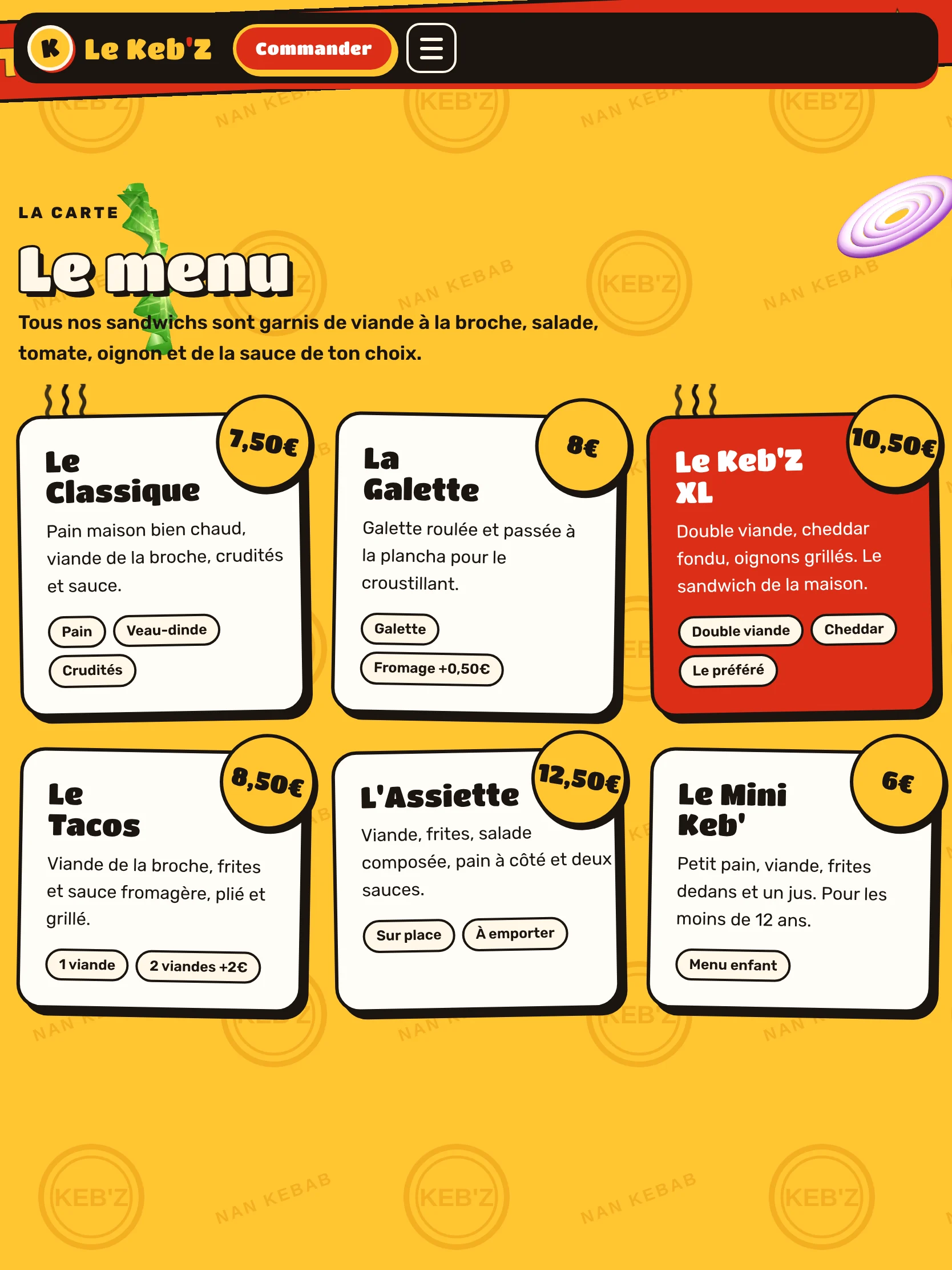 Le Keb'Z — La carte (tablette)