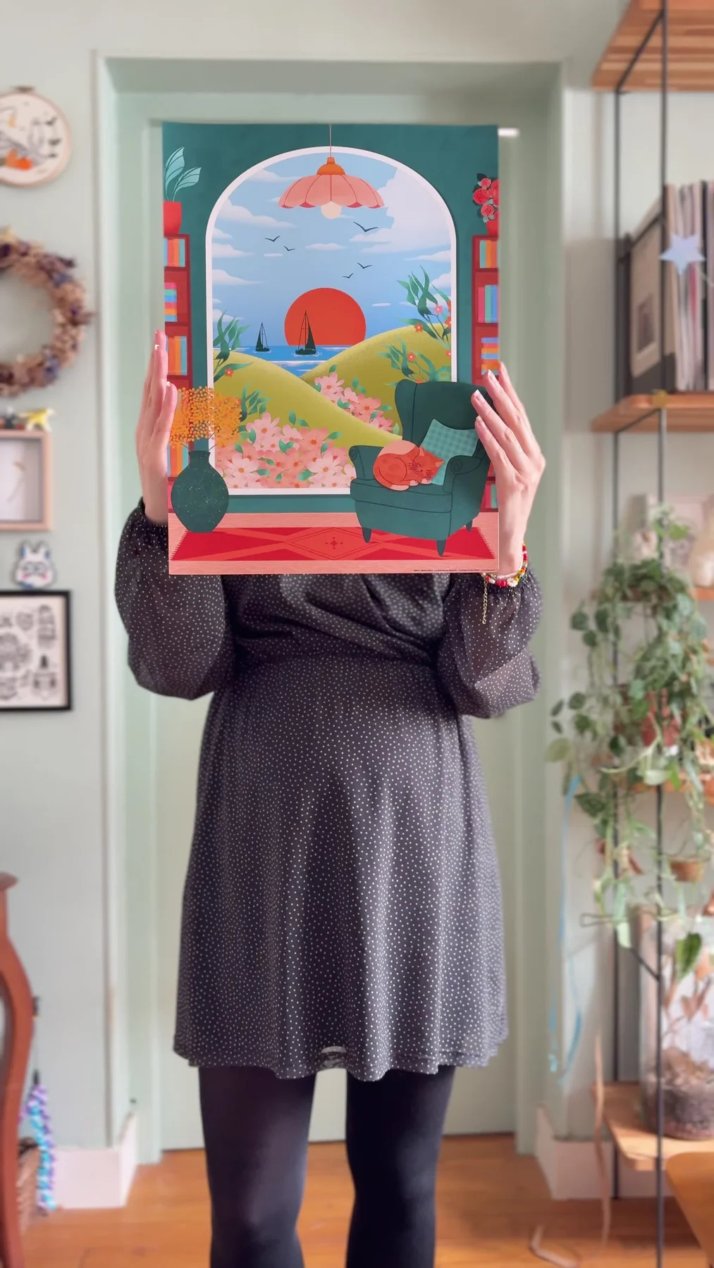 Affiche Blue Art de Marion Blanc montrant un paysage encadré par une arche