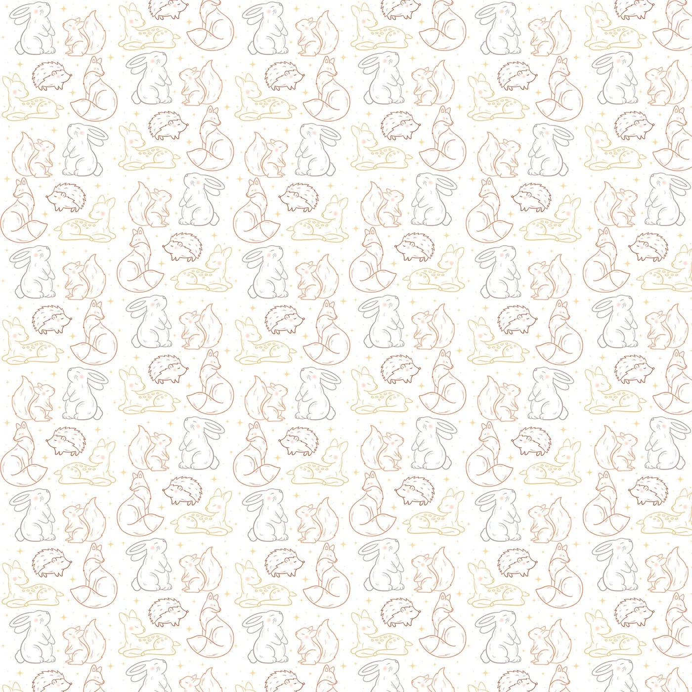Motif d’animaux dessiné au trait dans des couleurs pastel