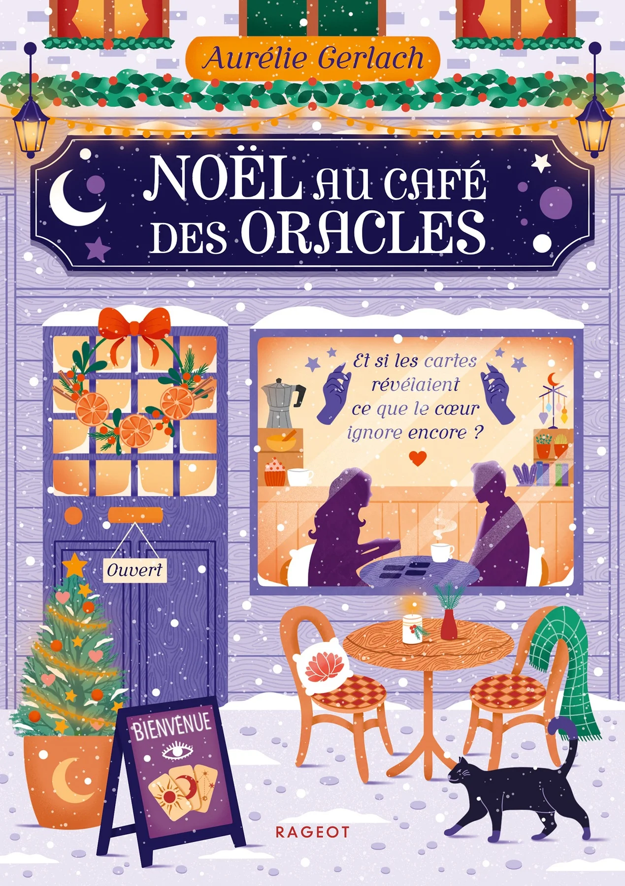 Couverture illustrée du roman Noël au café des oracles