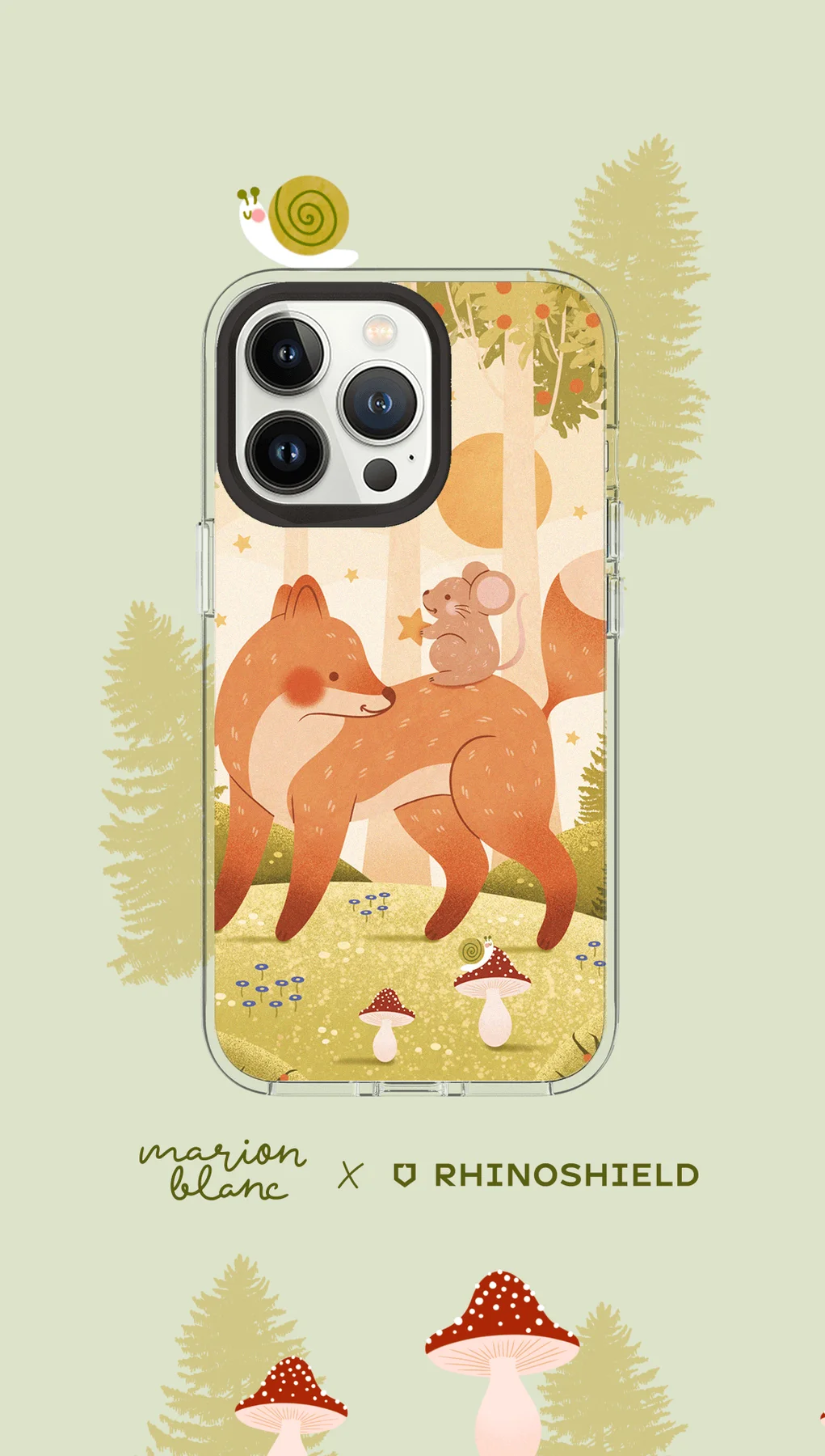 Coque RHINOSHIELD avec une scène de renards dans la nature